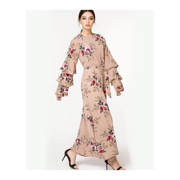 Nude Floral Dress - Picture 5 of 6